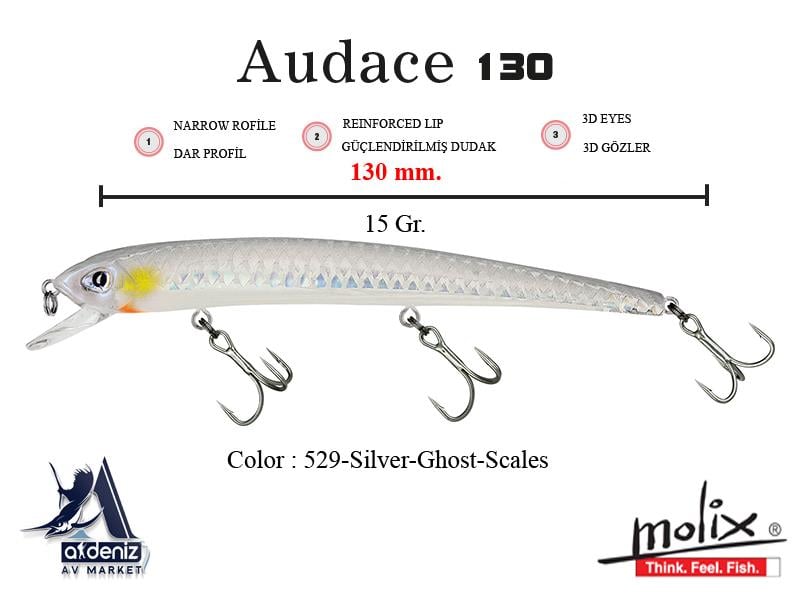 Molix Audace 130 13 Cm 15 Gr #529 Silver Ghost Scales