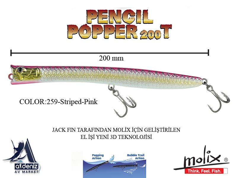 Molix Pencil Popper 200T 20 Cm 44 Gr #259 Striped Pink