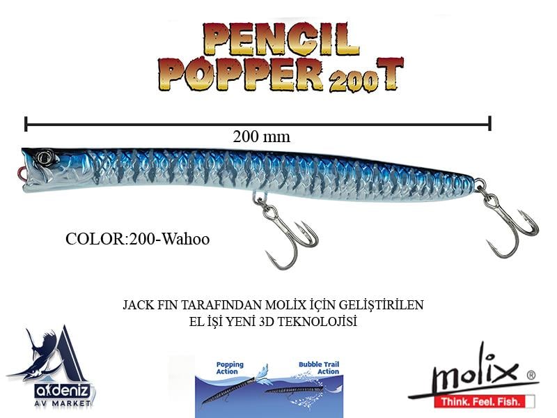 Molix Pencil Popper 200T 20 Cm 44 Gr #200 MX Wahoo