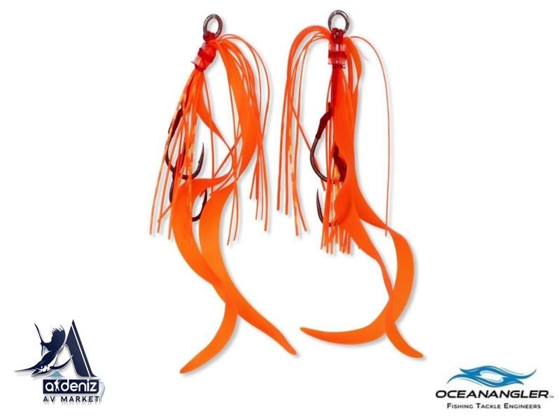 Ocean Angler Slider Twin Hook Pack (Curly and Straight) #Orange Gold