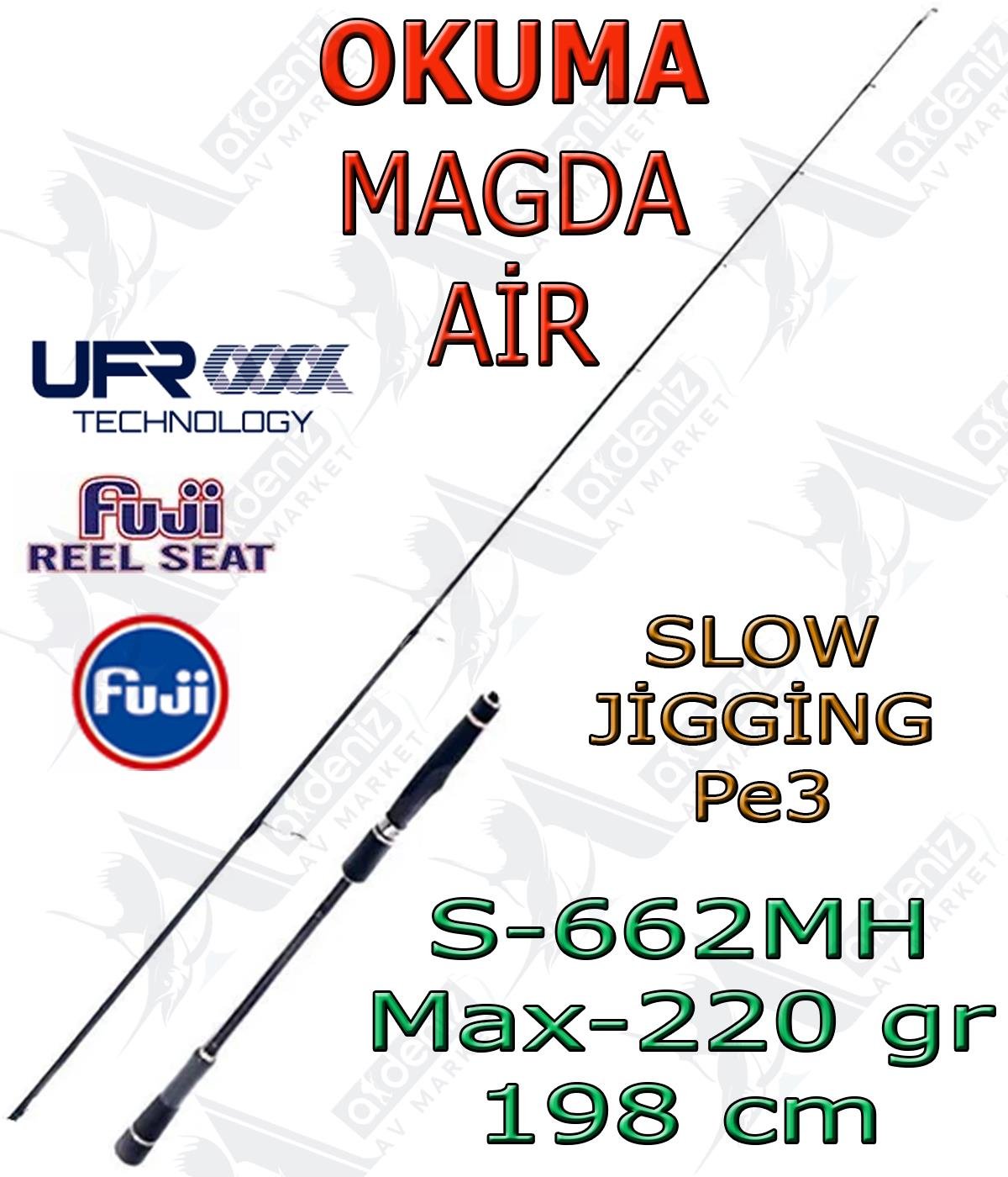 Okuma Magda Air Slow Jigging 198cm Max-220gr PE3 Spinning Jig Olta Kamışı (2 Parça) MA-S-662MHOKUMA