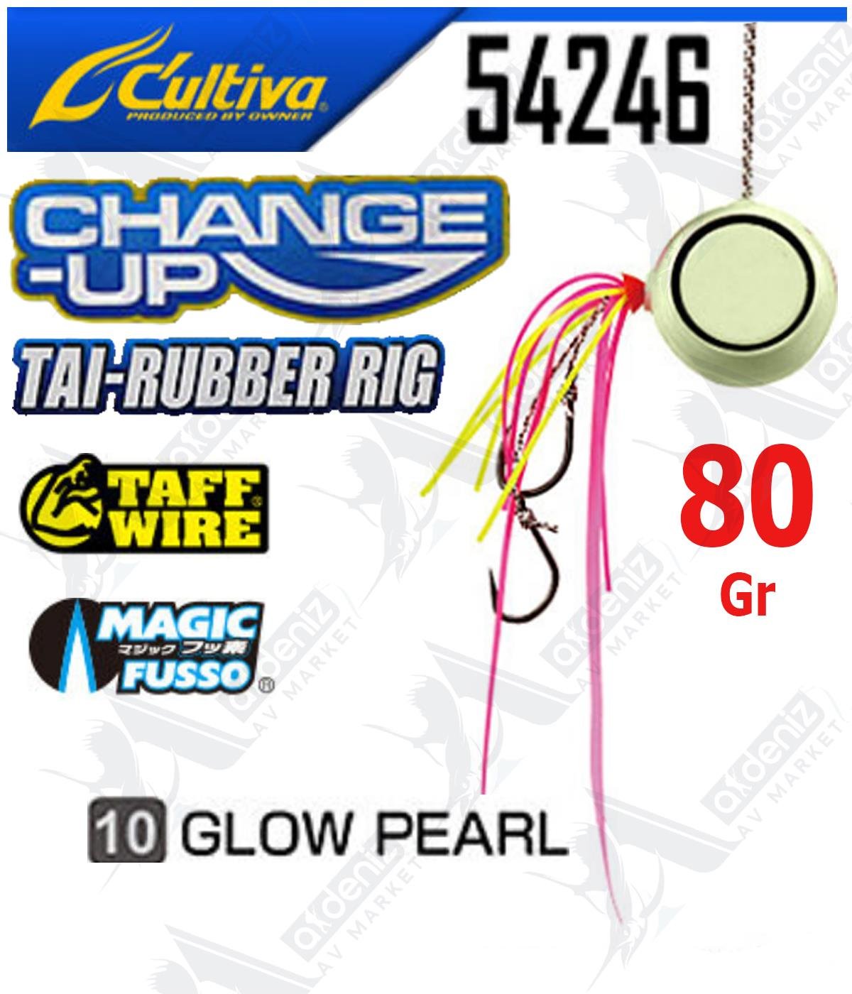 Owner Cultiva 54246 Change Up Tai Rubber Rig Set 80gr #10 Glow PearlCULTİVA