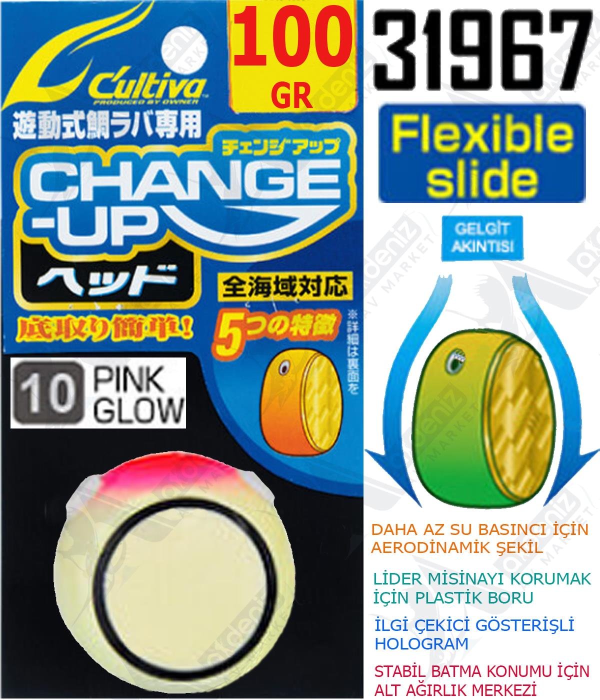 Owner Cultiva Tai Rubber Slider Kafa 31967 Change Up Head 100gr #10 Pink GlowCULTİVA