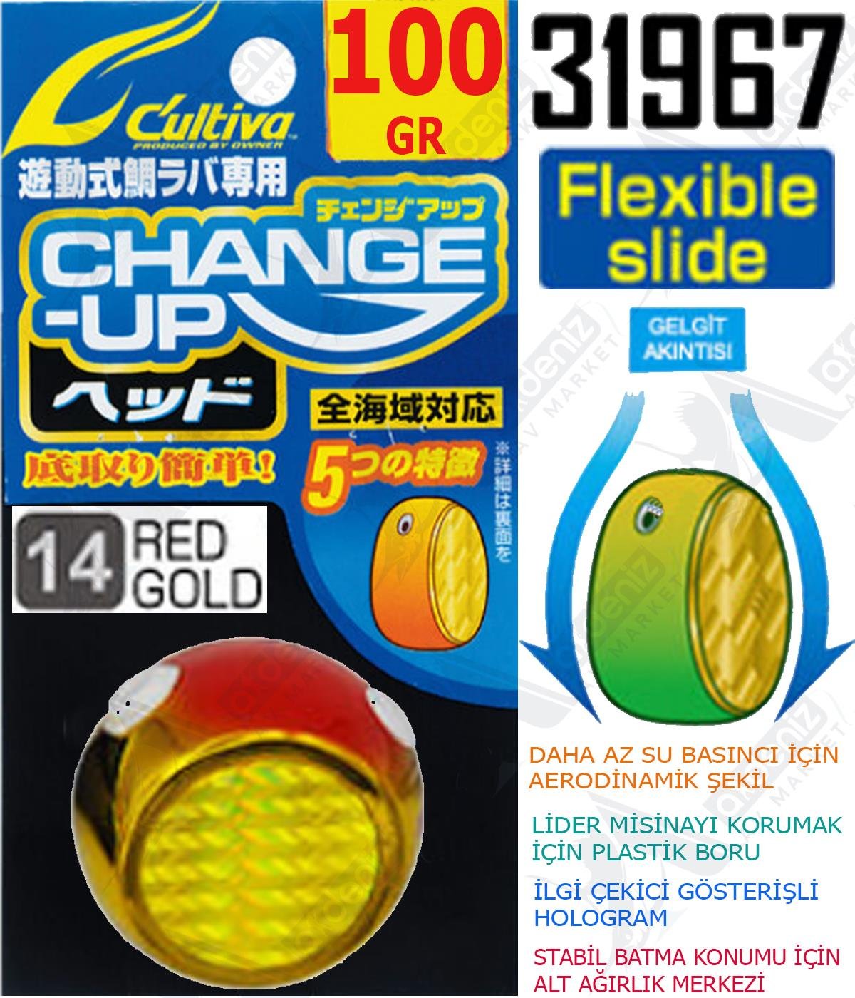 Owner Cultiva Tai Rubber Slider Kafa 31967 Change Up Head 100gr #14 Red GoldCULTİVA
