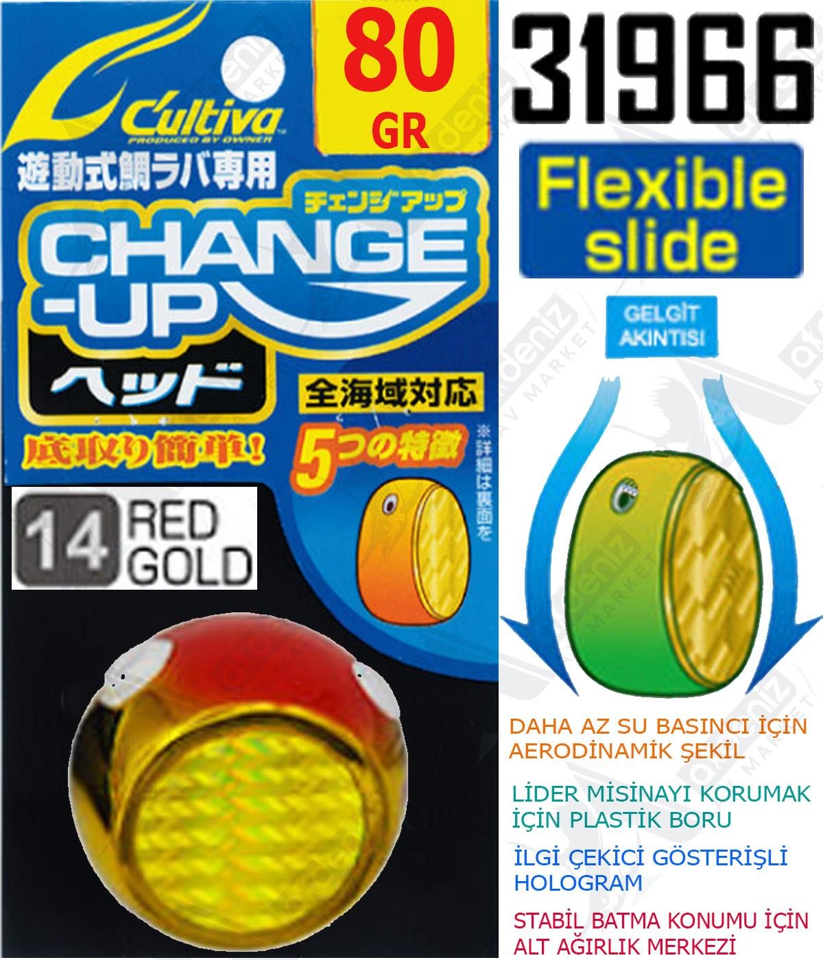 Owner Cultiva Tai Rubber Slider Kafa 31966 Change Up Head 80gr #14 Red GoldCULTİVA