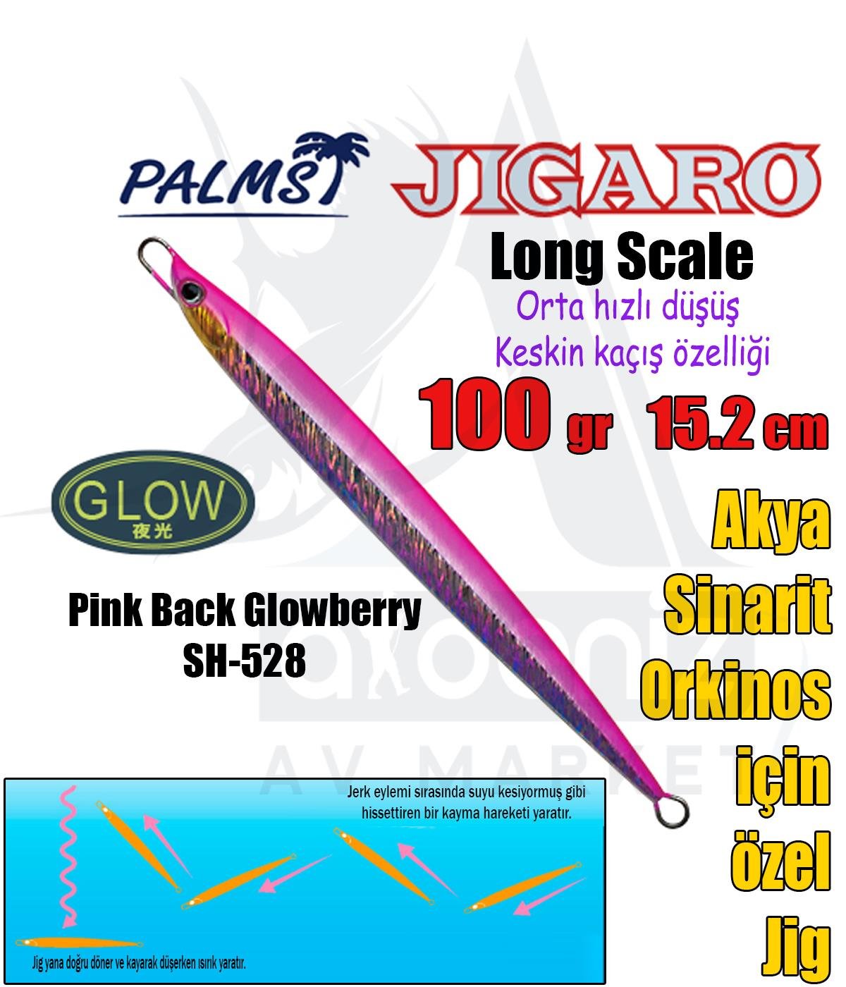 PALMS Jigaro Long Scale 100gr 15.8cm Jig Yem Color: SH-528 Pink Back GlowberryPALMS