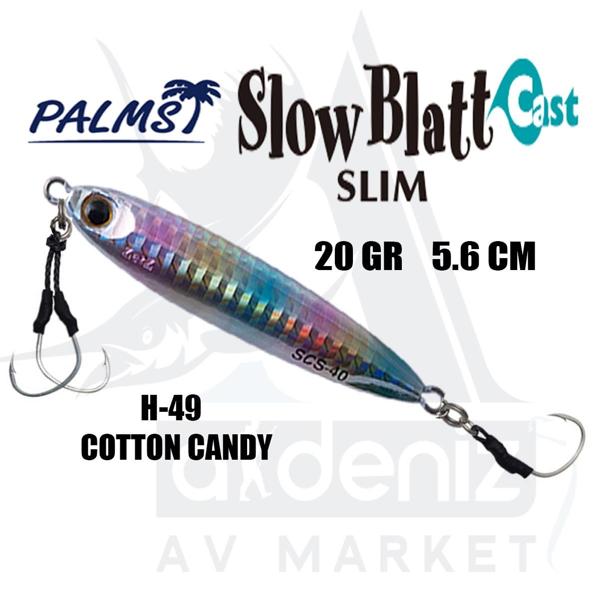 PALMS Slow Blatt Cast Slim Jig 20gr 5.6cm Jig Yem Color: H-49 Cotton CandyPALMS
