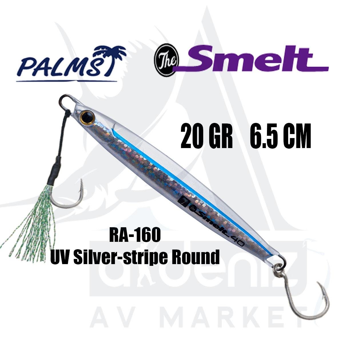 PALMS The Smelt Jig 20gr 6.5cm Jig Yem Color: RA-160 UV Silver-stripe RoundPALMS