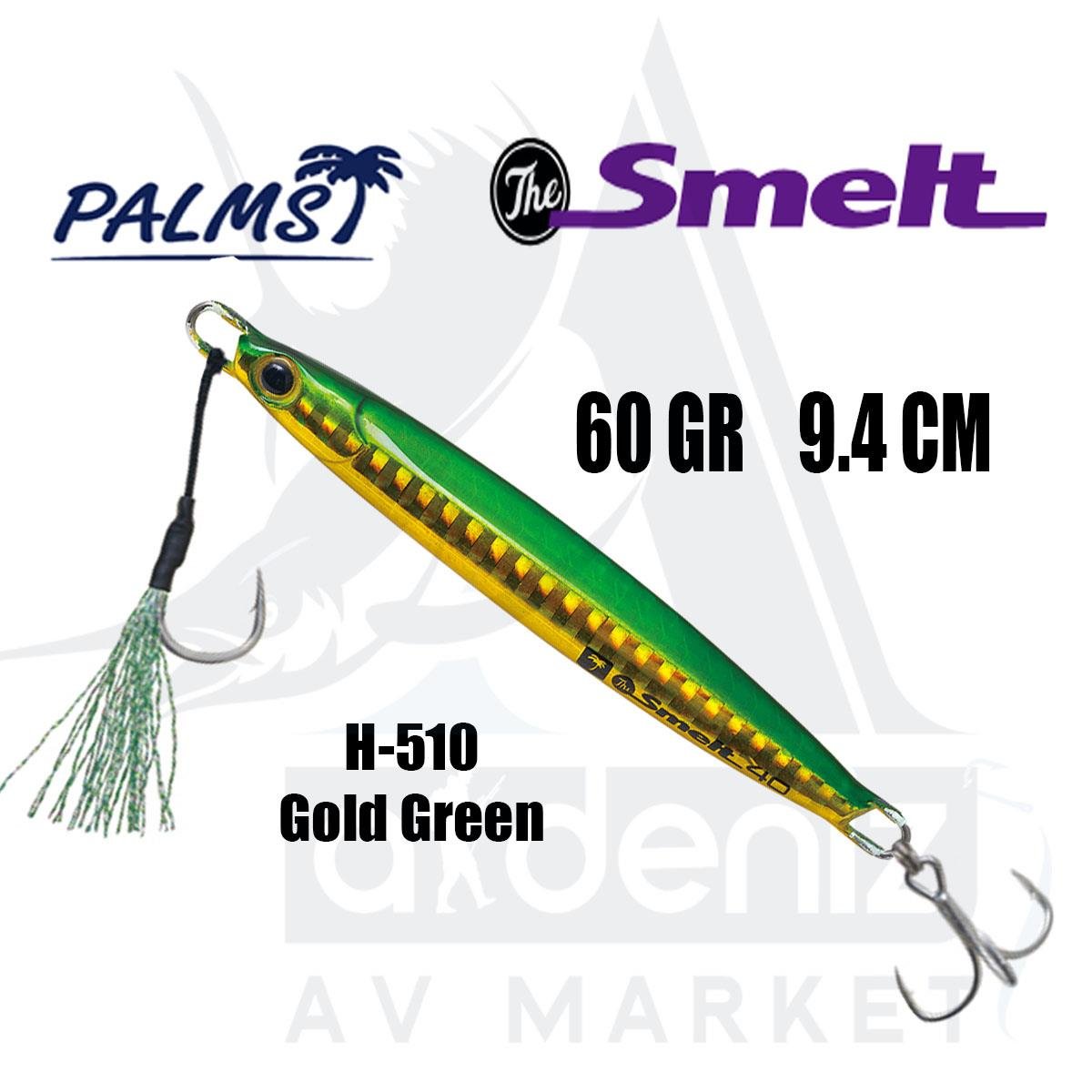 PALMS The Smelt Jig 60gr 9.4cm Jig Yem Color: H-510 Gold GreenPALMS
