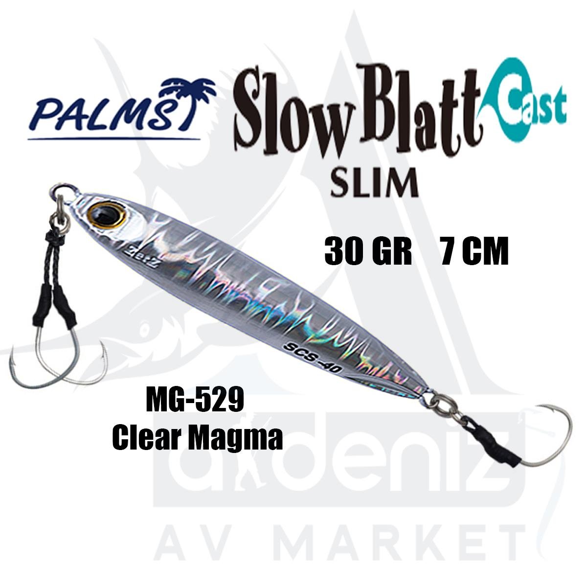 PALMS Zetz Slow Blatt Cast Slim Jig 30gr 7cm Jig Yem Color: MG-529 Clear MagmaPALMS