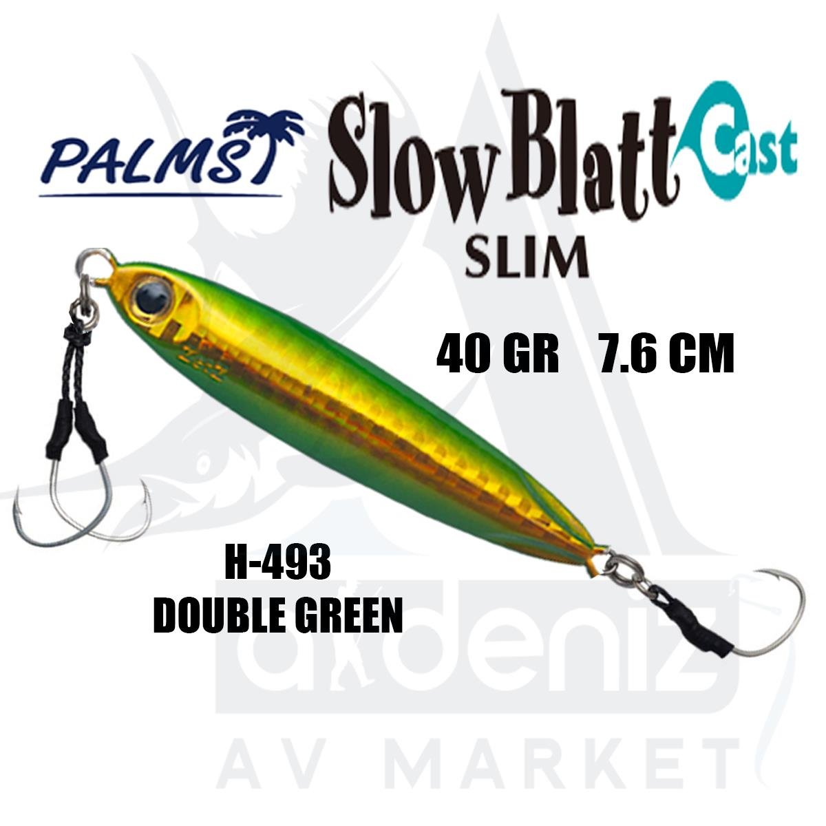 PALMS Zetz Slow Blatt Cast Slim Jig 40gr 7.6cm Jig Yem Color: H-493 Double GreenPALMS