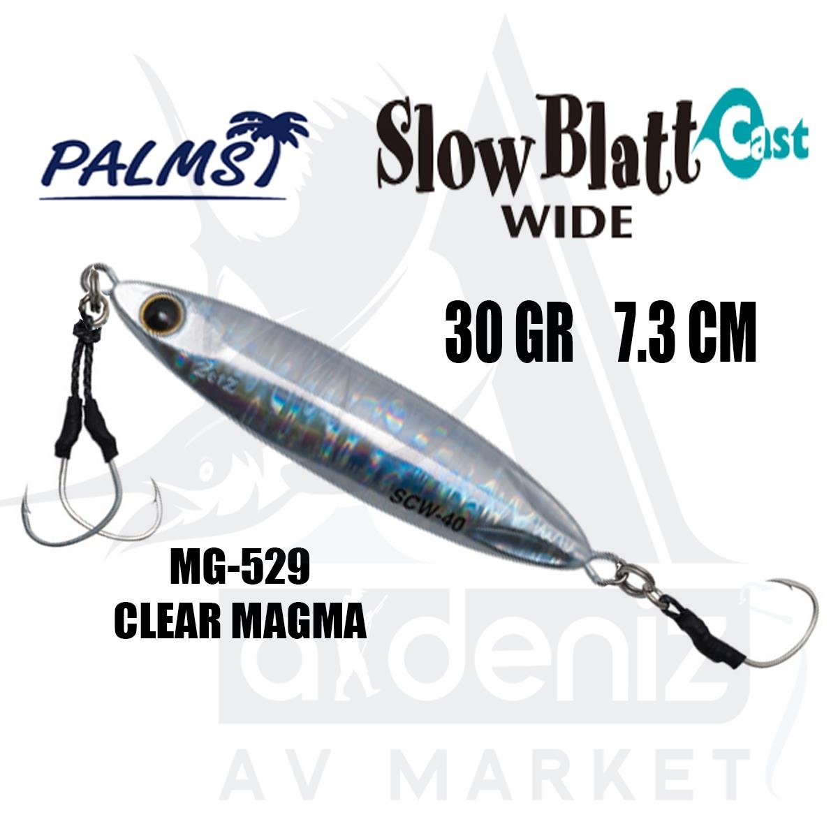 PALMS Zetz Slow Blatt Cast Wide Jig 30gr 7.3cm Jig Yem Color: MG-529 Clear MagmaPALMS