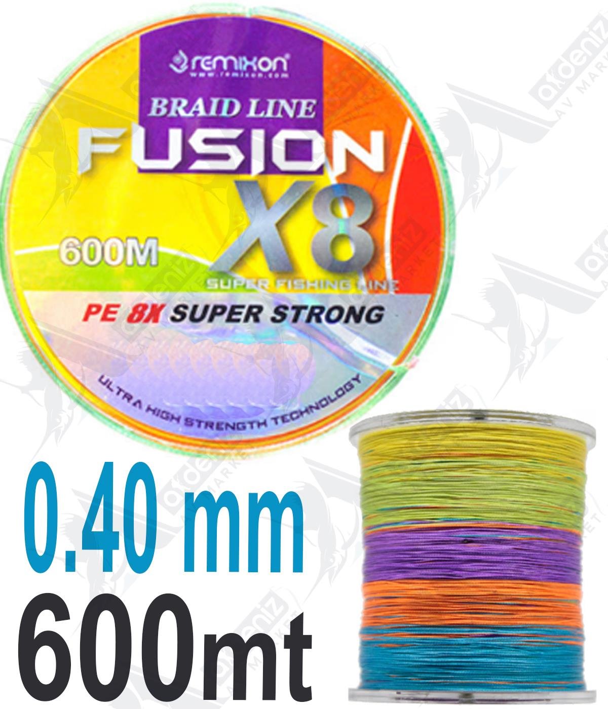 Remixon Fusion X8 0.40 mm Örgü İp Misina 600mt Multi ColorREMİXON