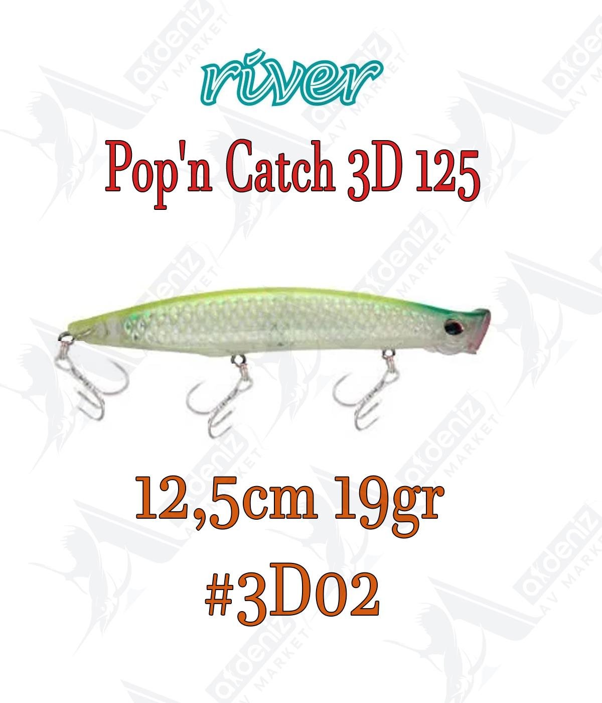 River Pop'n Catch 3D 125 12.5cm 19gr Popper Color:3D02RİVER