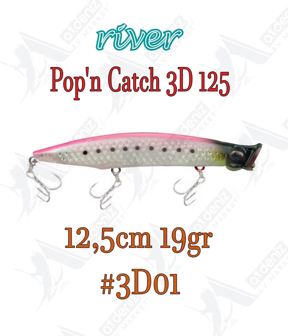 River Pop'n Catch 3D 125 12.5cm 19gr Popper Color:3D01RİVER