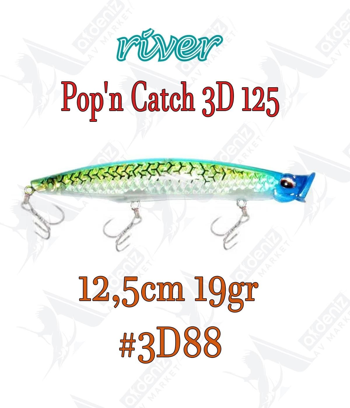 River Pop'n Catch 3D 125 12.5cm 19gr Popper Color:3D88RİVER