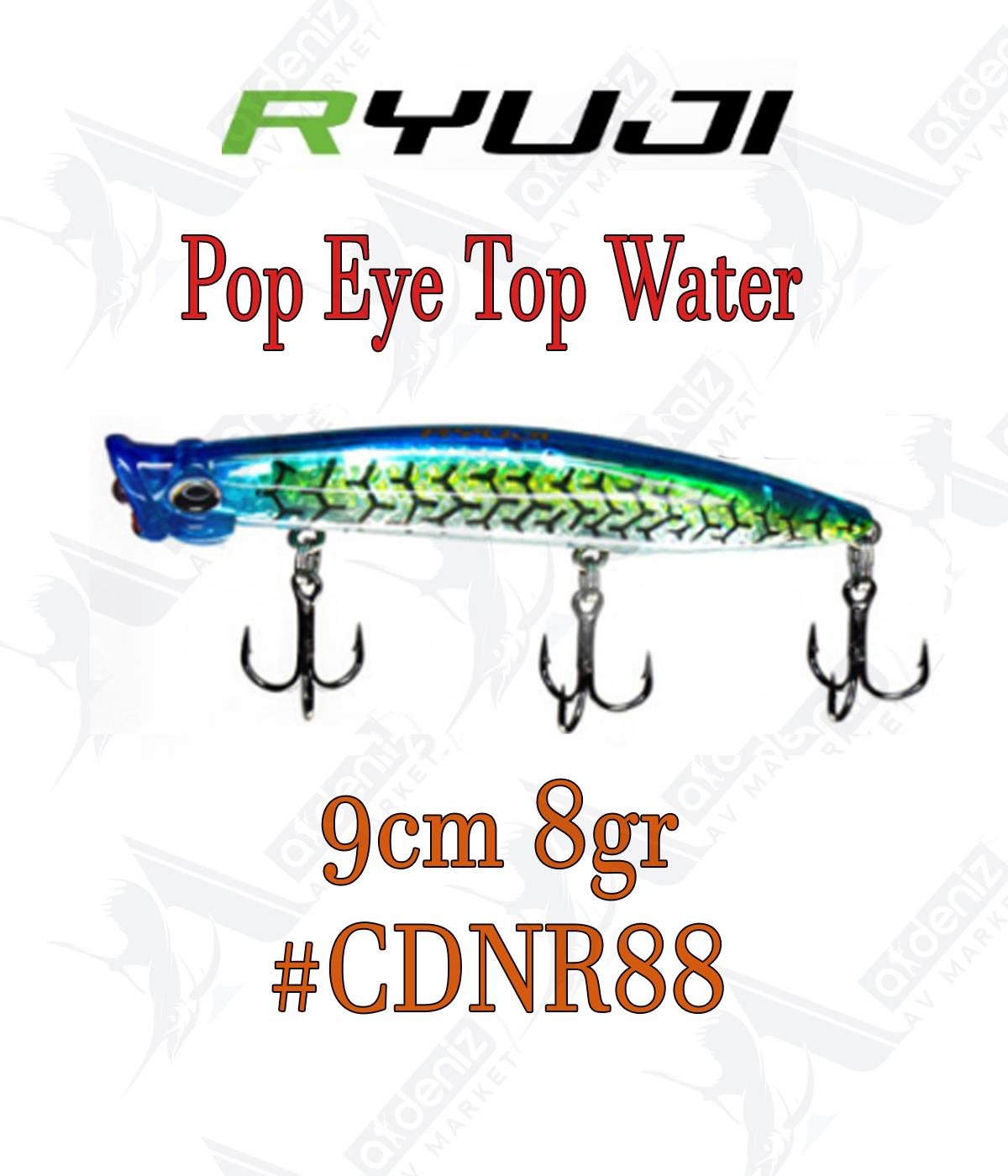 Ryuji Pop Eye Top Water 9cm 8gr Popper Color:CDNR88RİVER