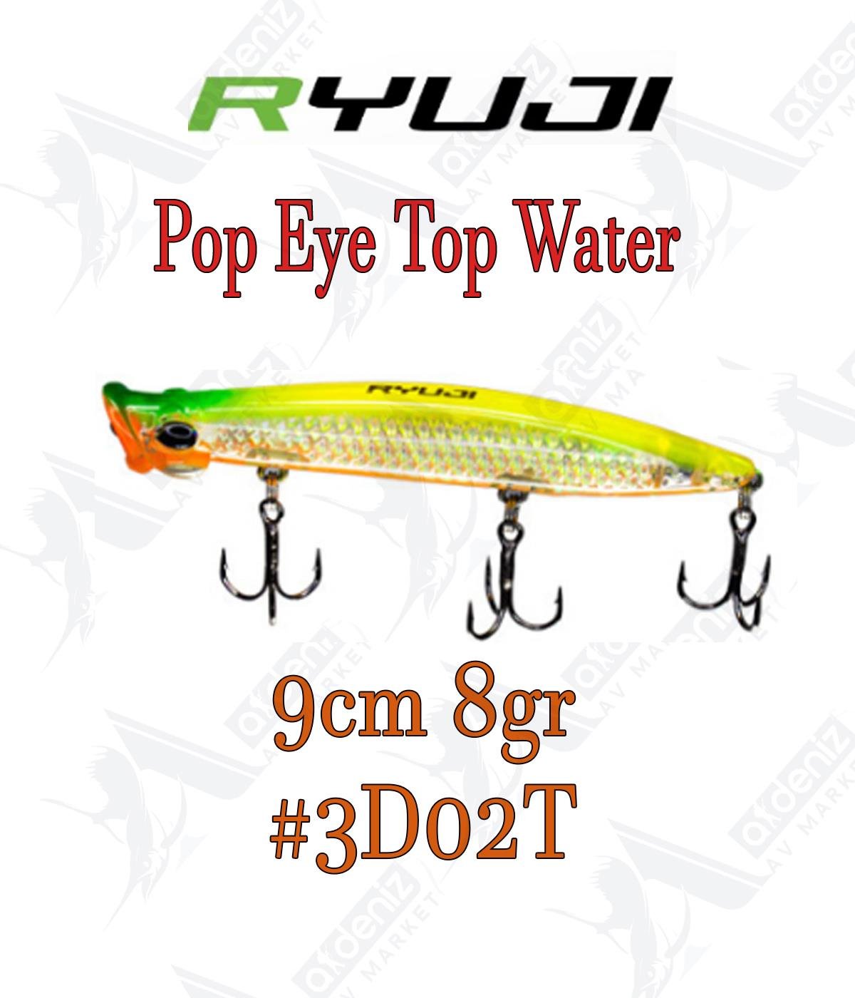 Ryuji Pop Eye Top Water 9cm 8gr Popper Color:3D02TRİVER