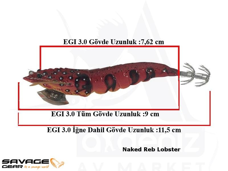 Savage gear 3D Shırımp Egı Jıg 9 cm 23 gr Suni Yem #Naked Reb Lobster