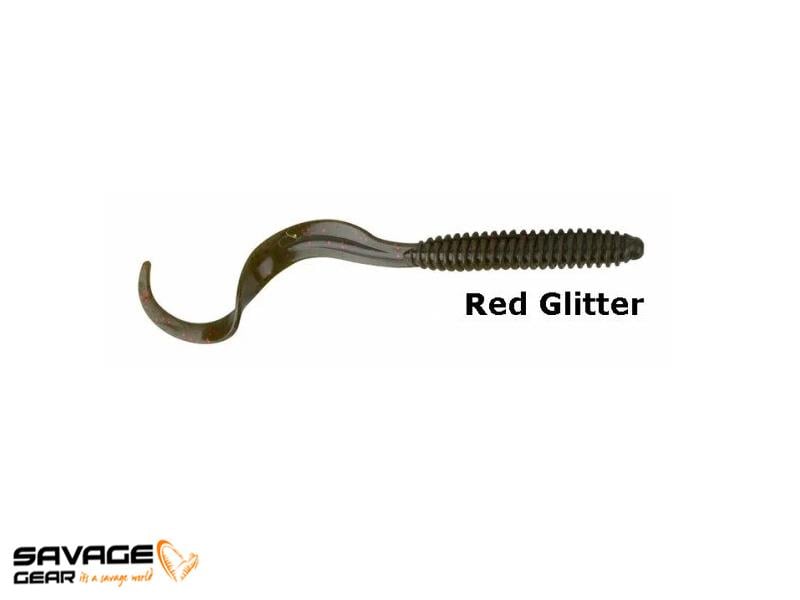 Savage gear LB Rib Worm 90 mm 10 Adet Suni Yem #Red Glitter