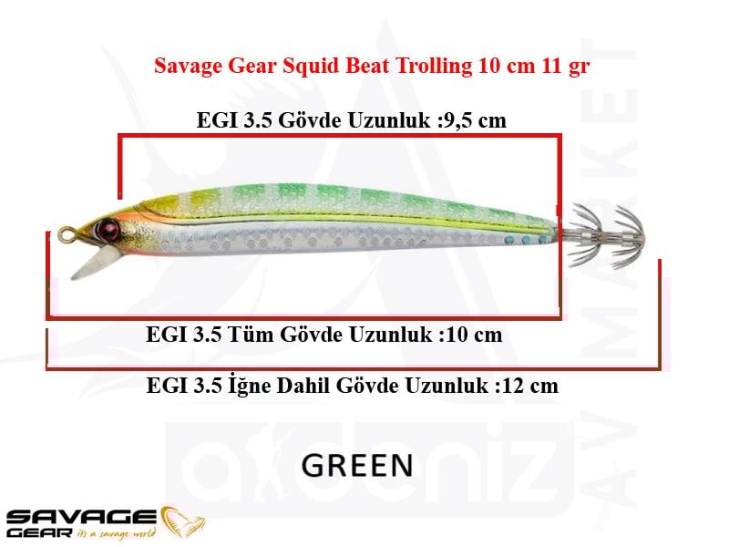 Savage Gear Squid Beat Trolling 10cm 11gr Suni Yem #GreenSAVAGE  GEAR
