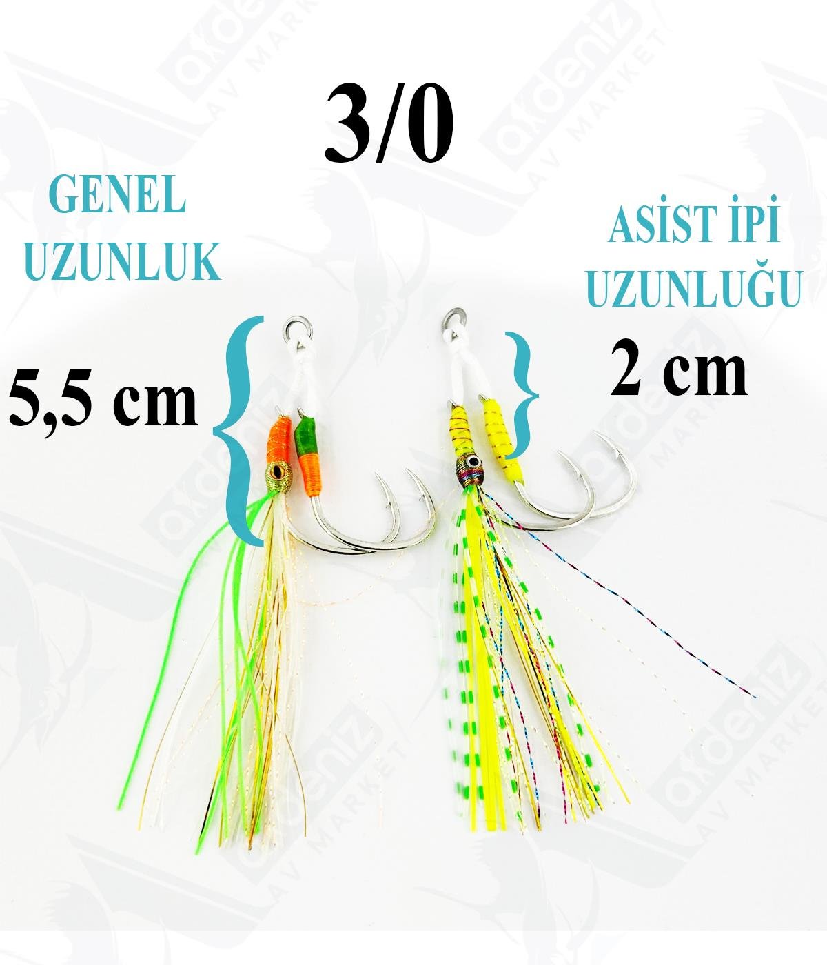 Seabor Double Simli-Püsküllü jig Assist İğne (2 adet) SBR06 No:3/0SEABOR