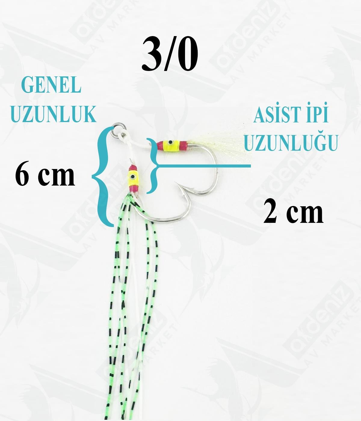 Seabor Squid Simli-Püsküllü jig Assist İğne (2 adet) SBR05 No:3/0SEABOR
