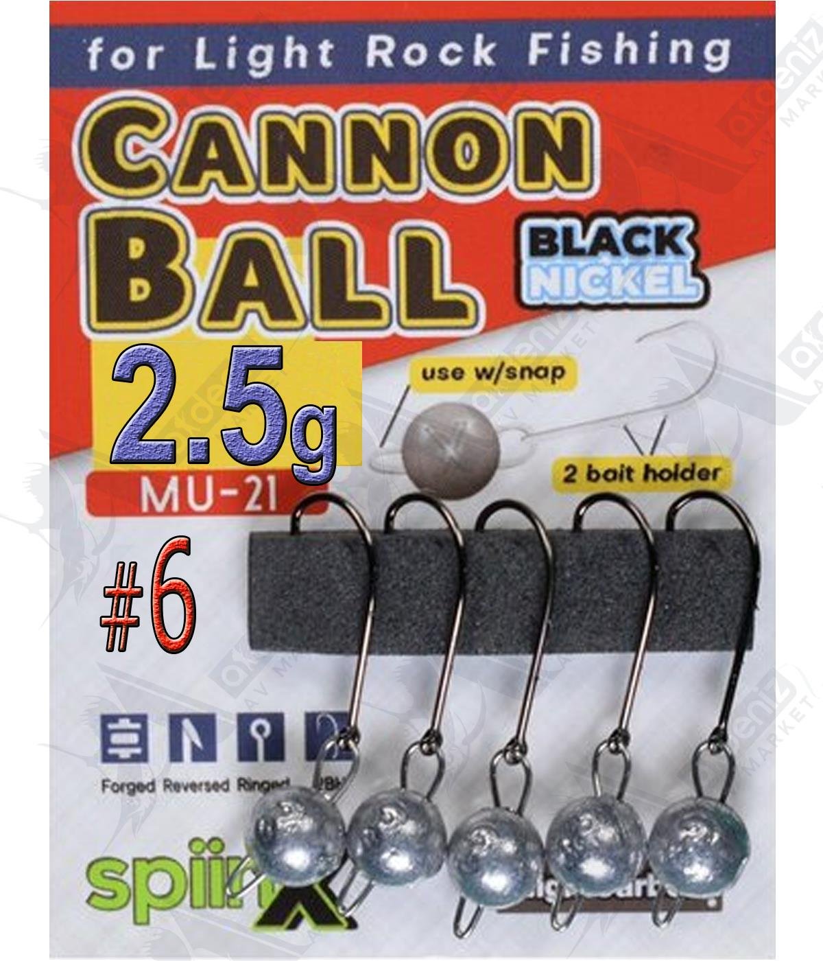 SpiinX Cannon Ball Mafsallı Jighead Ham 5'li Paket 2.5Gr İğne No:6SPİİNX