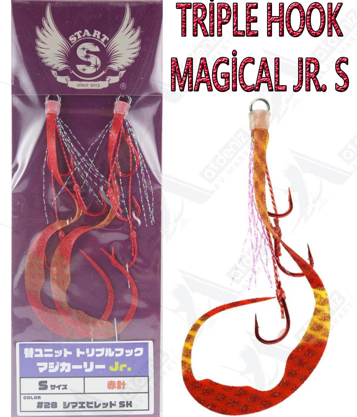 Start Triple Hook Magical Jr. S Tai Rubber Skirt / Etek 2'li Paket #28 Shrimp Red SKSTART