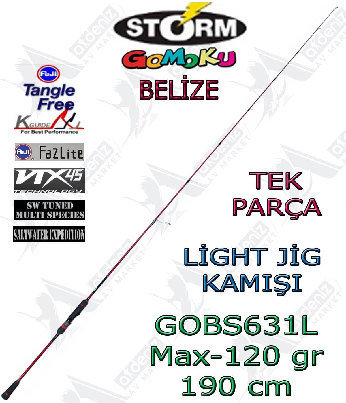 Storm Gomoku Belize Jig Kamışı GOBS631L Max-120 Gr 190 Cm (Tek Parça)STORM