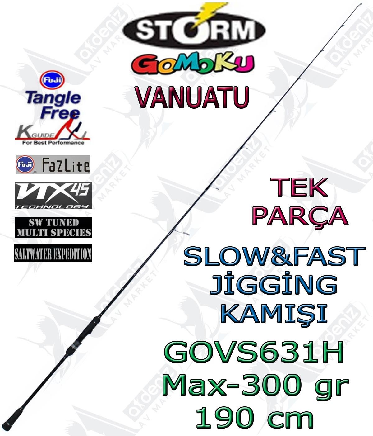 Storm Gomoku Vanuatu Jig Kamışı GOVS631H Max-300 Gr 190 Cm (Tek Parça)STORM