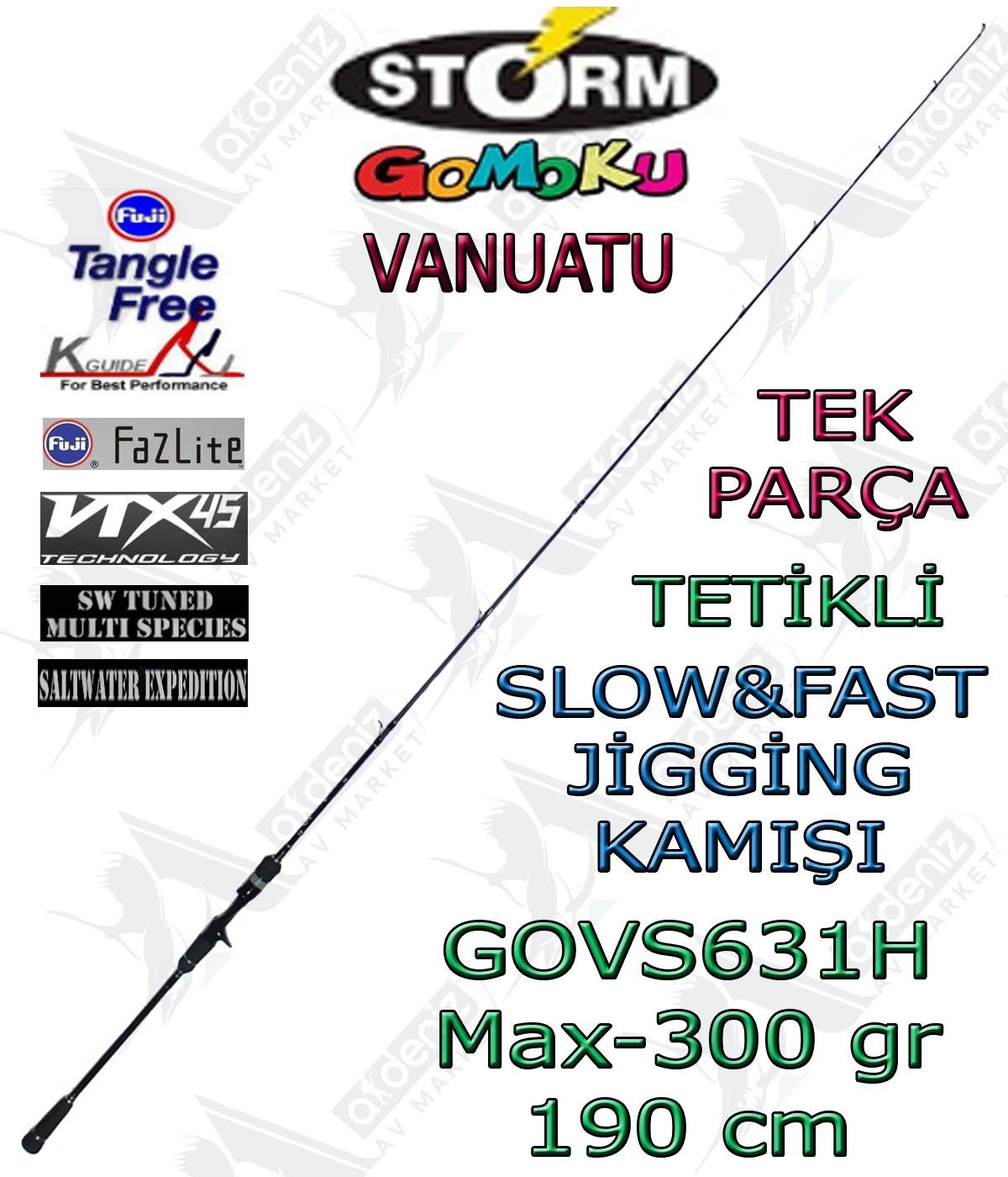 Storm Gomoku Vanuatu Slow Jig Kamışı GOVC631H Max-300 Gr 190 Cm (Tetikli-Tek Parça)STORM