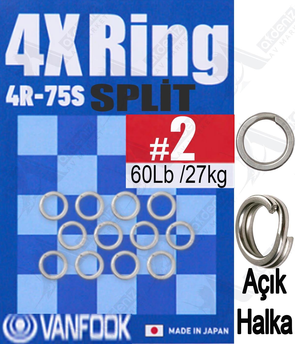 Vanfook 4R-75S 4X Split Ring (Açık-Geçmeli Halka) 22'li Paket #2VANFOOK