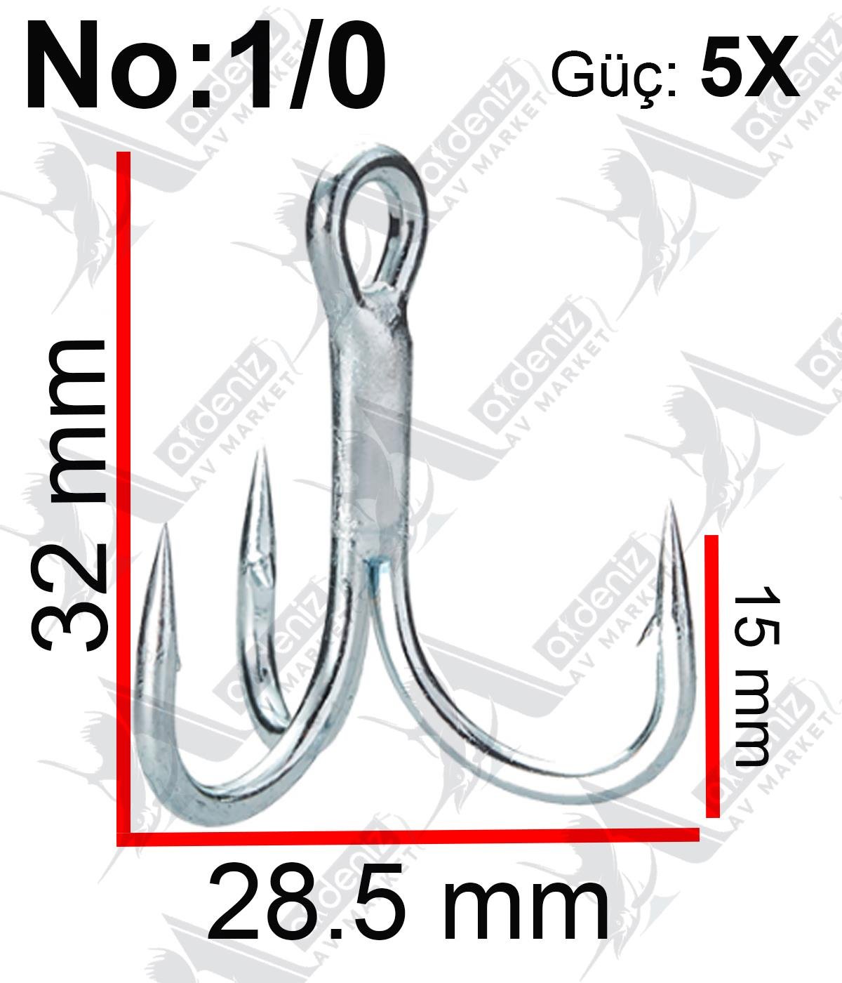 Vanfook CT-78 5X Treble Hook Super Heavy Premium Silver (Üçlü İğne) 4'lü Paket #1/0VANFOOK