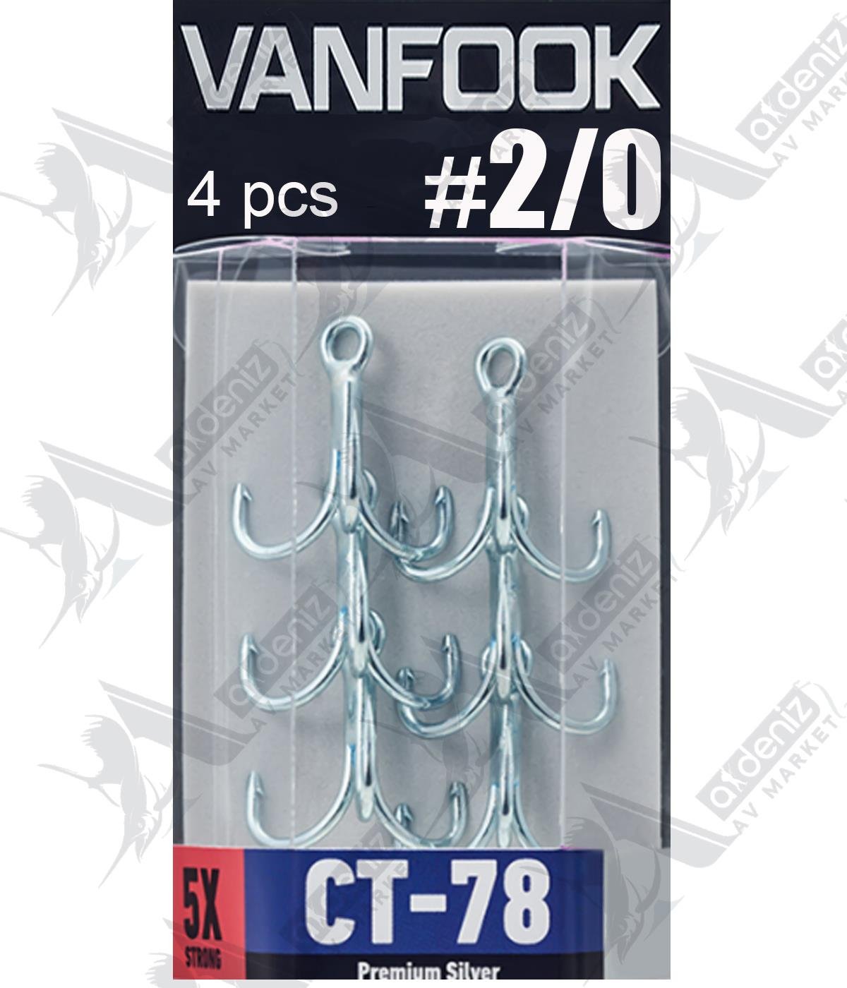 Vanfook CT-78 5X Treble Hook Super Heavy Premium Silver (Üçlü İğne) 4'lü Paket #2/0VANFOOK