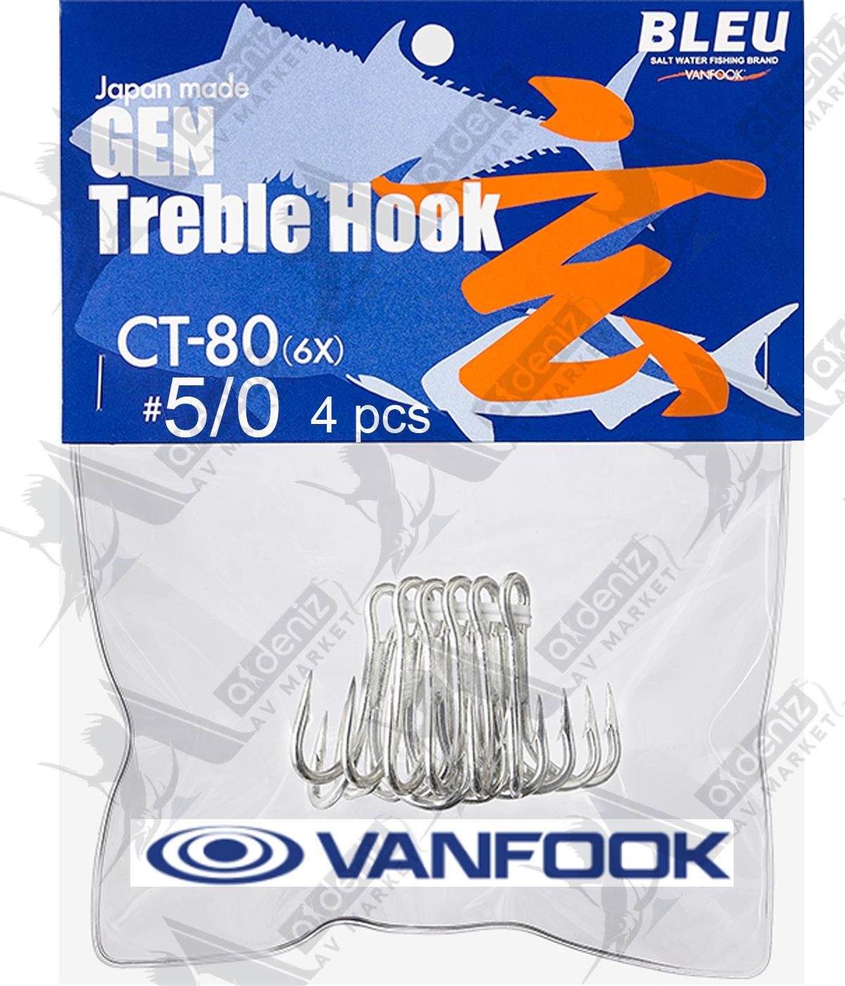Vanfook CT-80 6X Treble Hook Extra Heavy Silver (Üçlü İğne) 4'lü Paket #5/0VANFOOK