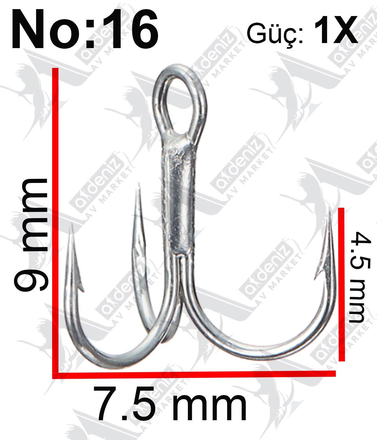 Vanfook DT-44S 1X Short Shank Light Treble Hook Silver (Üçlü İğne) 5'li Paket #16VANFOOK