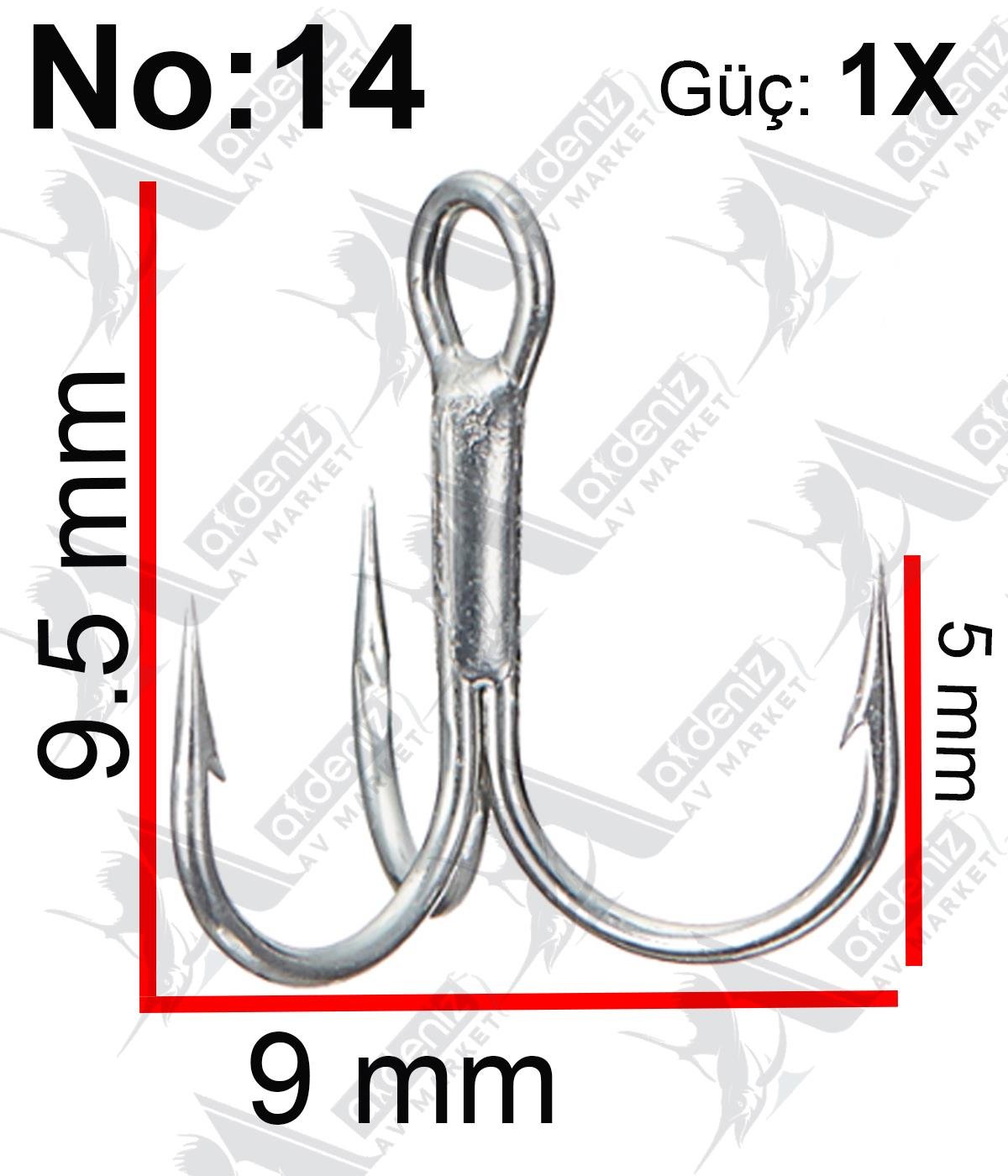 Vanfook DT-44S 1X Short Shank Light Treble Hook Silver (Üçlü İğne) 5'li Paket #14VANFOOK