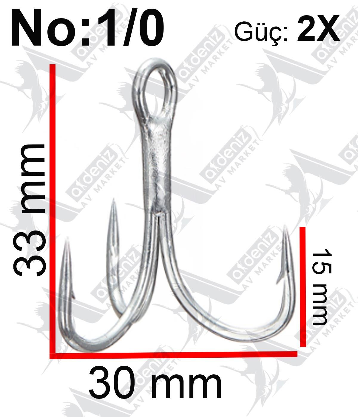 Vanfook DT-58S Treble Hook 2X Medium Heavy (Üçlü İğne) Silver 4'lü Paket #1/0VANFOOK