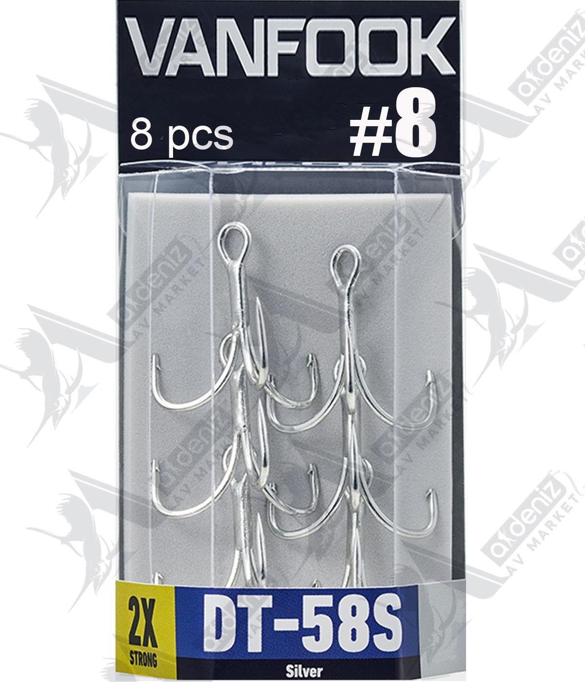 Vanfook DT-58S Treble Hook 2X Medium Heavy (Üçlü İğne) Silver 8'li Paket #8VANFOOK