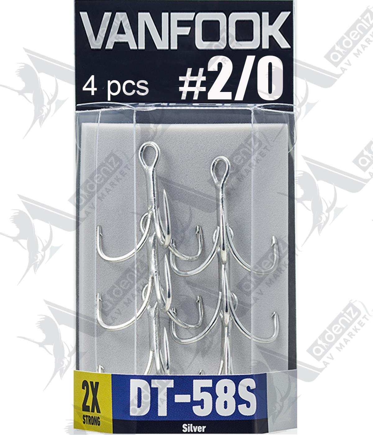 Vanfook DT-58S Treble Hook 2X Medium Heavy (Üçlü İğne) Silver 4'lü Paket #2/0VANFOOK