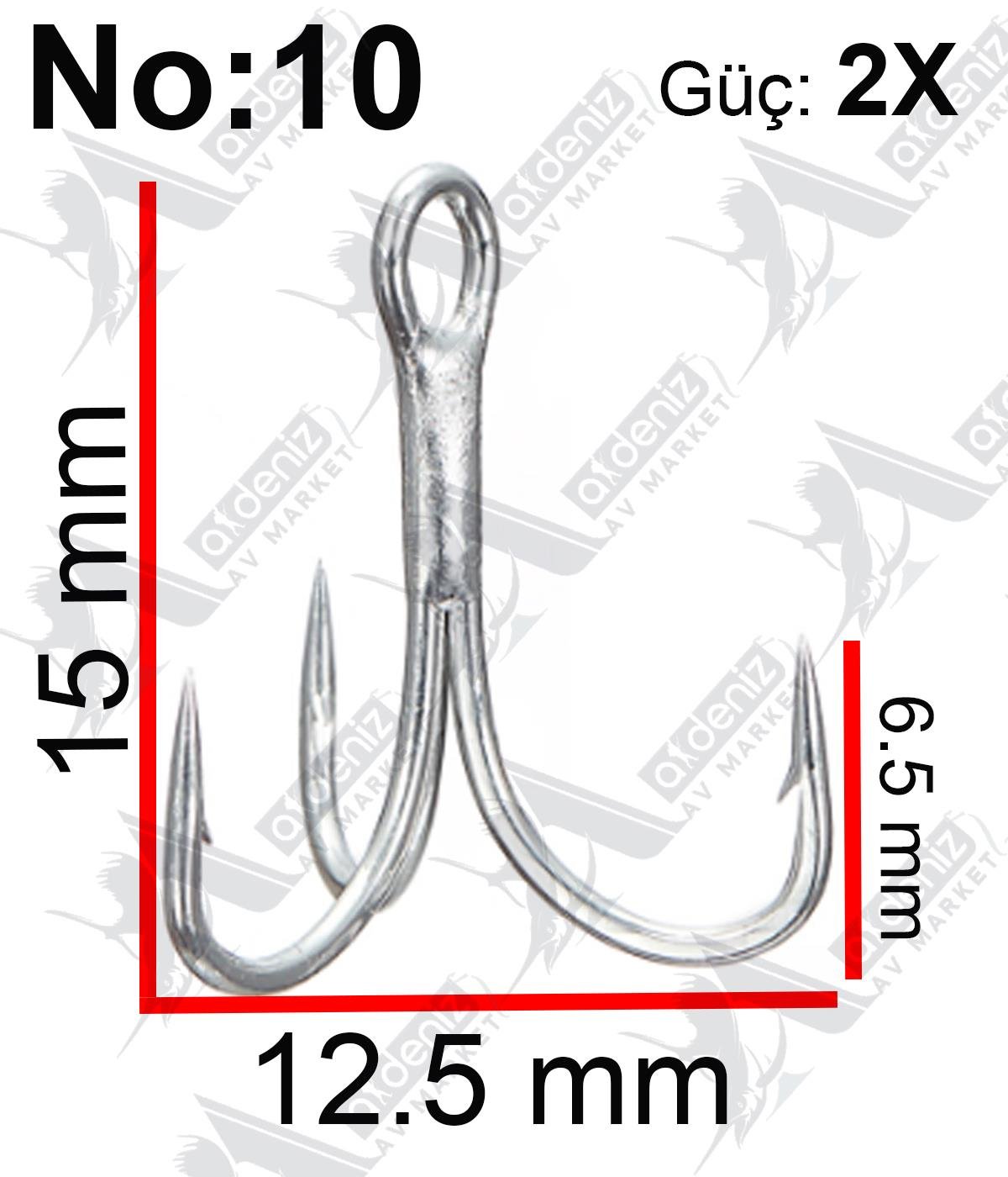 Vanfook DT-58S Treble Hook 2X Medium Heavy (Üçlü İğne) Silver 8'li Paket #10VANFOOK