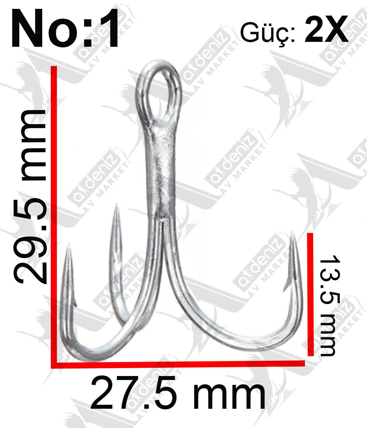 Vanfook DT-58S Treble Hook 2X Medium Heavy (Üçlü İğne) Silver 4'lü Paket #1VANFOOK