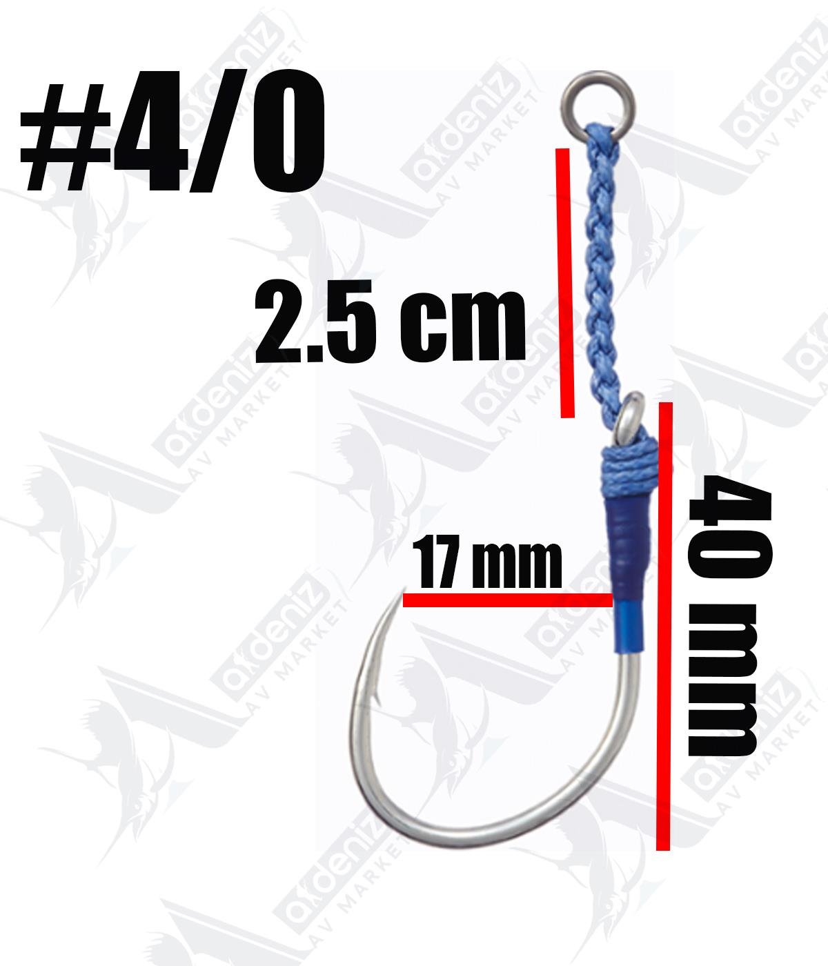 Vanfook Jigen Grippy 4 Braids Single Assist Hook GS-70 (Tekli 2 Adet Jig Assist İğnesi) #4/0VANFOOK
