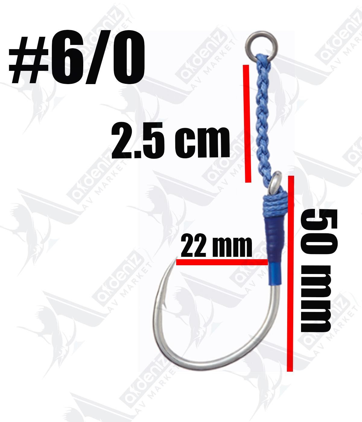 Vanfook Jigen Grippy 4 Braids Single Assist Hook GS-70 (Tekli 2 Adet Jig Assist İğnesi) #6/0VANFOOK