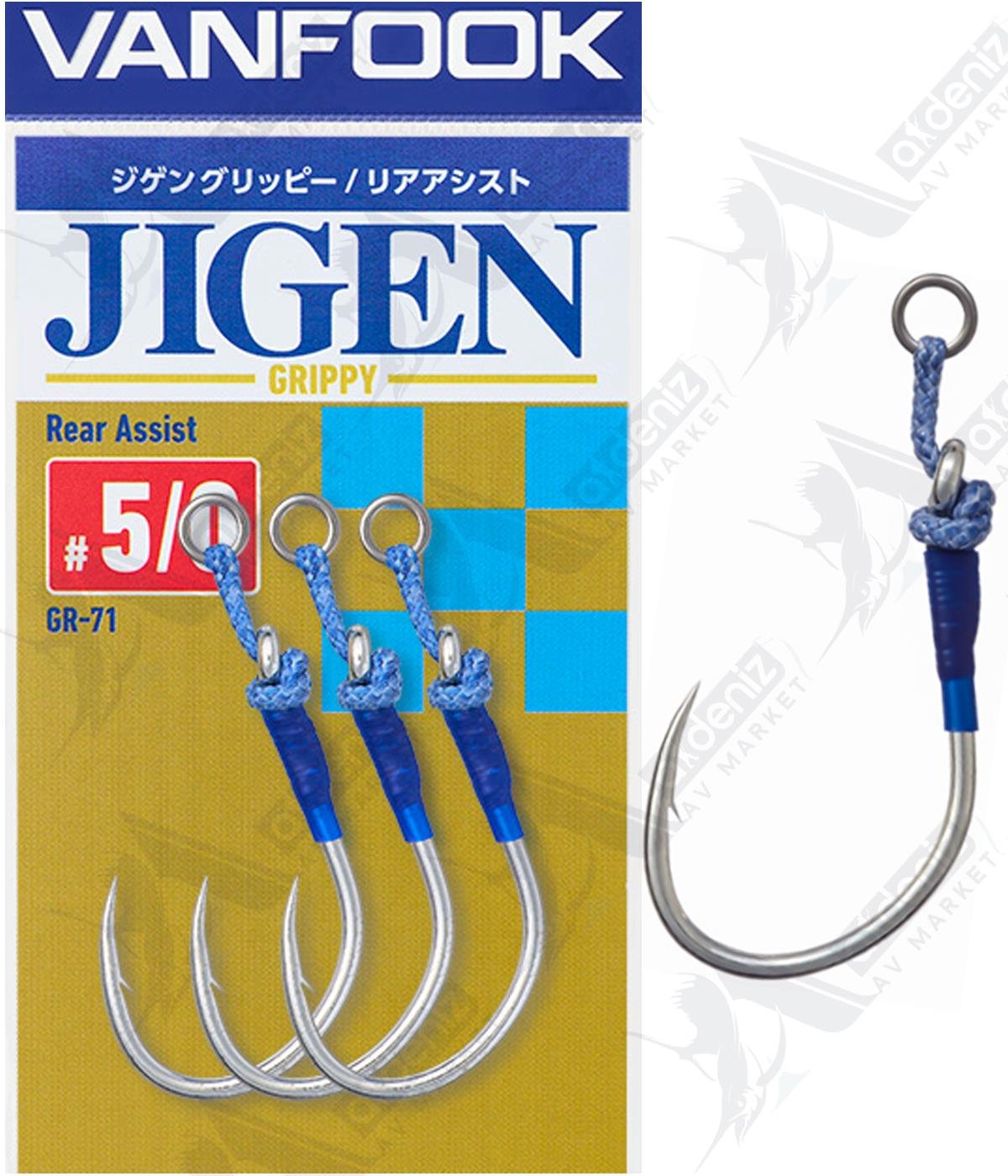 Vanfook Jigen Grippy Rear Assist Hook GR-71 (Tekli 3 Adet Jig Assist İğnesi) #5/0VANFOOK