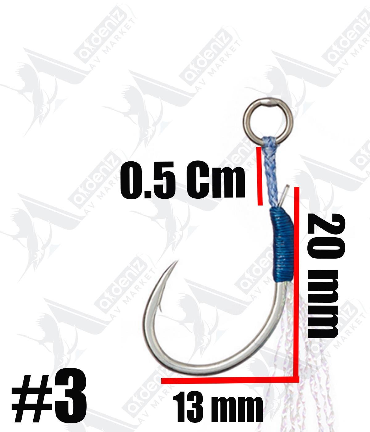Vanfook MJ-04 Micro Jig Assist Hook Single+Tinsel 0.5 Cm (Tekli 3 Adet Simli Asist İğne) #3VANFOOK