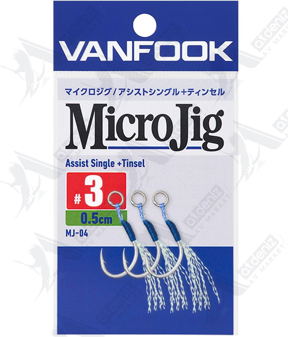 Vanfook MJ-04 Micro Jig Assist Hook Single+Tinsel 0.5 Cm (Tekli 3 Adet Simli Asist İğne) #3VANFOOK