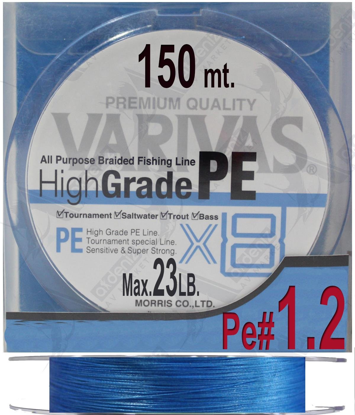 Varivas High Grade X8 PE#1.2 0.18mm 23Lb 300Mt Blue İp MisinaVARİVAS