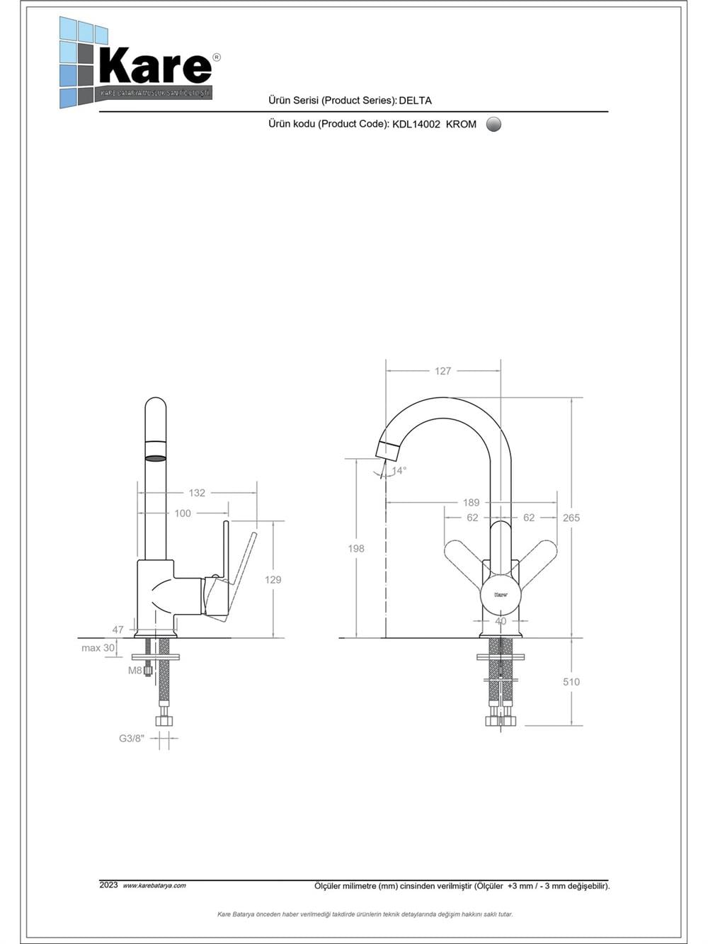 Delta Mix Lavabo Bataryası(Kısa Borulu)